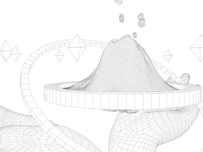 cartoon mountain scene   Free low-poly 3D model