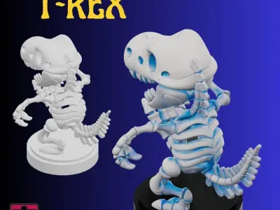 Runaway Bone STL File Chibi Skeleton T Rex Dinosaur 3D print model