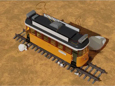 Old tram 3D model buy