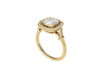  Cushion Solitaire Art deco Ring 3D print model purchase