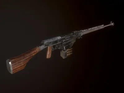 PTRS-41 ussr ww2 anti-tank rifle pbr Low-poly 3D model