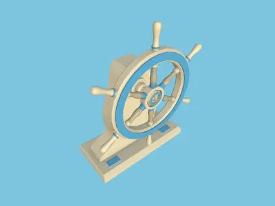 Pirate Ship Wheel 05 - Blue Cartoon - Helm Interior Parts Low-poly 3D model