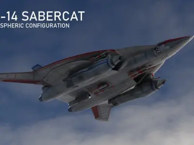 F14 Tomcat Inspired Space Fighter The SF14 Sabercat Low-poly 3D model