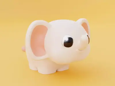 Cute Elephant Low-poly 3D model Low-poly 3D model