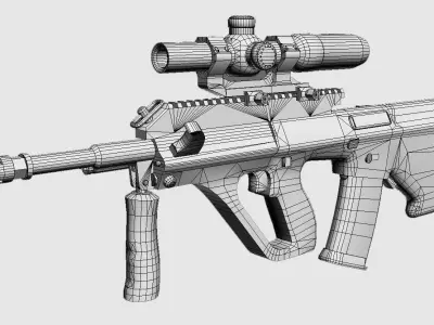 AUG Rifle Low-Poly Model Low-poly 3D model
