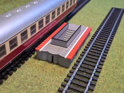 Double Edge Platform Underpass1 1-87 FDM color 3D print model