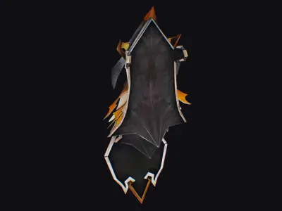 Shield Massive Great Large Heavy Armor Golden Equipment Low-poly 3D model