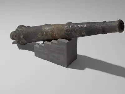 Cannon Statue Low-poly 3D model
