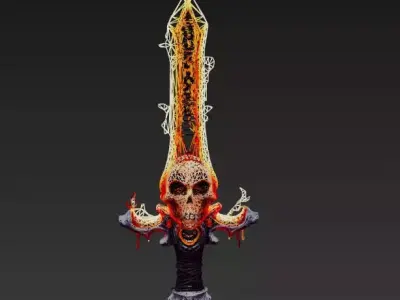 Infernal Pumpkin Blades - Wireframe Halloween Sword Pack