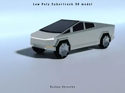 Cybertruck Low poly futuristic car Free low-poly 3D model