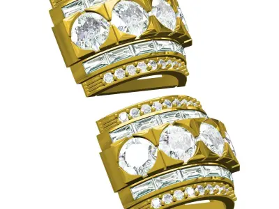 Antique Art Deco Diamond Earring 3D print model