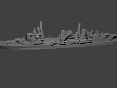 British Town Class Cruiser Warship 3D print model
