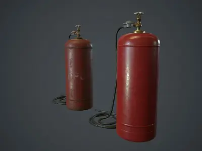 50 Liter Gas Cylinder With Hose PBR Game Ready Low-poly 3D model