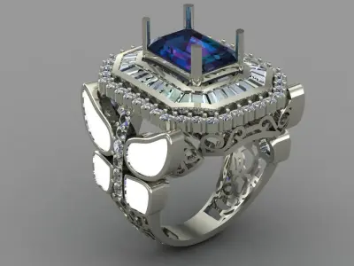 Antique Diamand Ring Women 3D Print model 3D print model