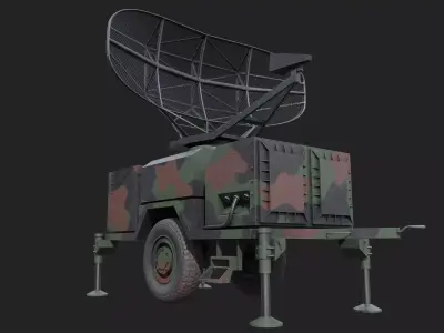 Military Air Radar Low-poly 3D model