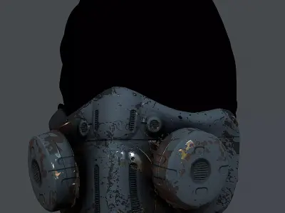 Gas mask helmet 3d model scifi  Low-poly 3D model 11