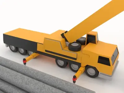 Collection building machinery and materials Stylized lowpoly Low-poly 3D model