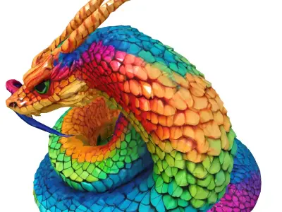 Rainbow Dragon Snake 3D Model Low-poly 3D model