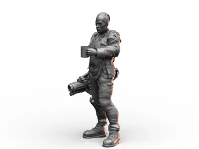 Old Mercenary Veteran Sci Fi Character 3D print model
