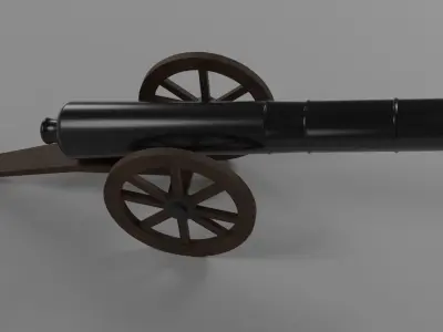 cannon Low-poly 3D model 9