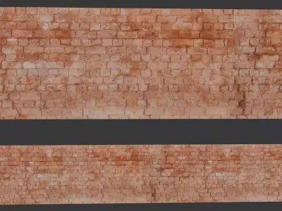 Aged Red Brick Wall 3D Scan Low-poly 3D model
