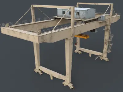 PBR Rail Mounted Gantry Crane RMG V2 - White Low-poly 3D model