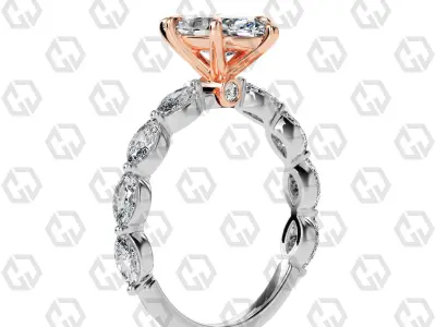 Ring 175 Marquise Shape marquise on shanks with Gems 3D print model