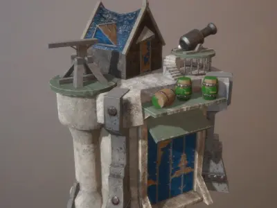 Defence tower Free low-poly 3D model