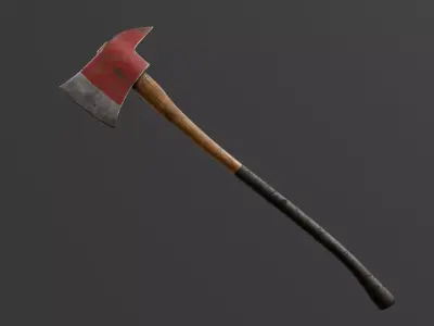 Worn Fire Axe Game Ready PBR Asset Low and High Poly 4K Textures Low-poly 3D model