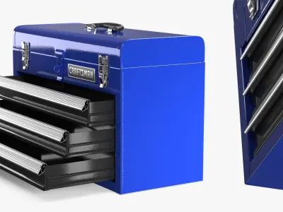 Craftsman Metal Tool Chest Organizer with 3 Storage Drawers Blue 3D model
