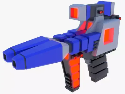 Sci-Fi Gun Game Ready Low-Poly  3D Model Gun 3D Model Low-poly 3D model