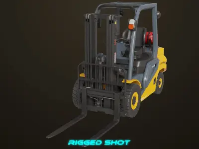 Forklift Truck 02 Yellow Rigged All PBR Unity UE Textures Low-poly 3D model
