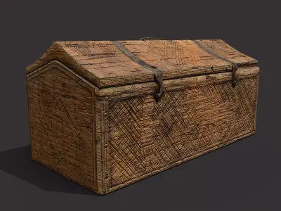 Medieval Carved Box Low-poly 3D model