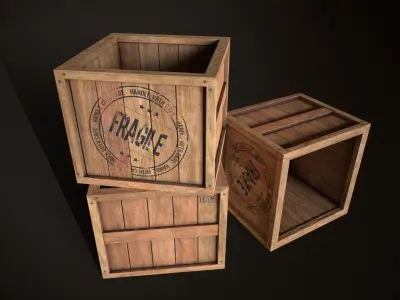 Wooden Crate-2 Low-poly 3D model