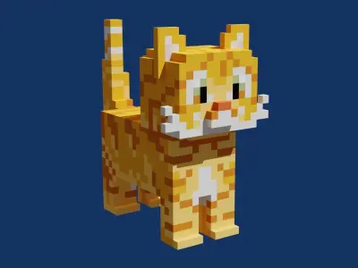 Voxel Cat Low-poly 3D model