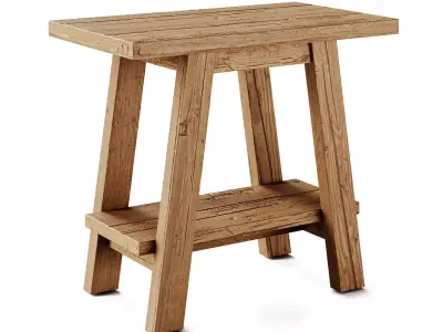 Kave Home Safara Cracked wood Footstool 3D model