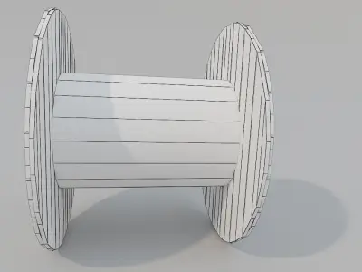 Wooden Cable Reel PBR  Low-poly 3D model
