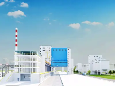Modern factory - oil refinery - power plant 3D model
