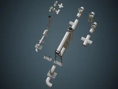 Industrial Pipes 4A Low-poly 3D model