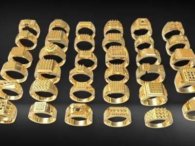 Lot of Various 35 Mens Rings Collection Bulk  3D print model purchase