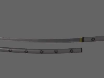 PBR Katana Japanese Sword Grey V3 Low-poly 3D model