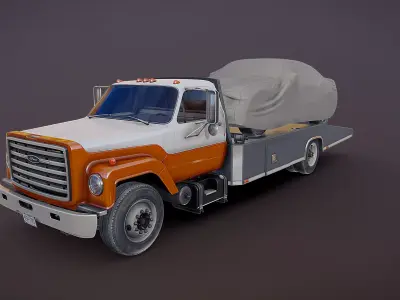 80s ramp truck Low-poly 3D model