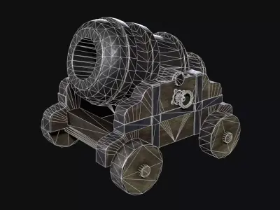 Old Cannon Low-poly 3D model