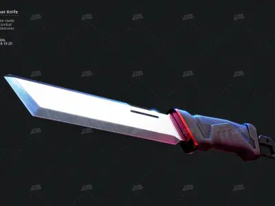 Combat Knife Katana Cyberpunk Low Poly 3D PBR UE5 Low-poly 3D model