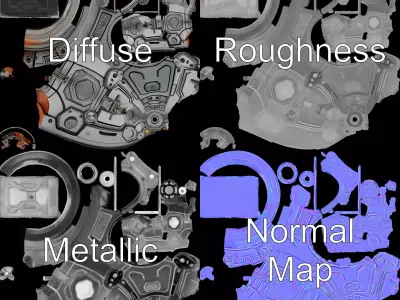 Futuristic Mechanical Cylinder Model Pack Low-poly 3D model