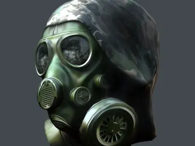 Gas mask helmet 3d model military combat Low-poly Low-poly 3D model 11