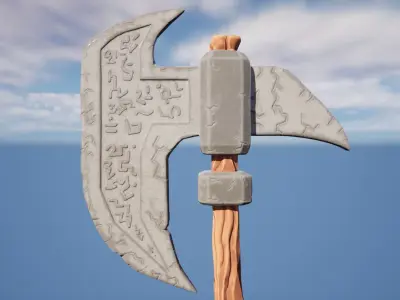 Stylized Axe Low-poly 3D model 21