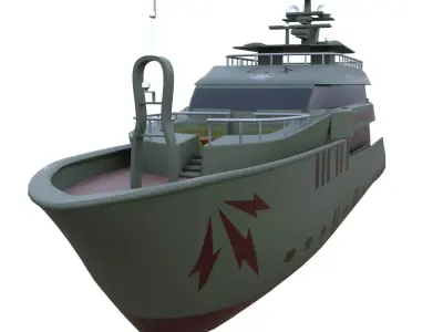 Luxury Motor Yacht Modern Stealth Vessel PBR Low-poly 3D model