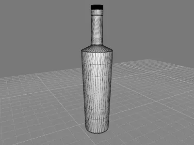 750mL Angular Glass Vodka Bottle 3D model