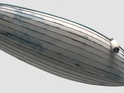 Small Wooden Boat Low-poly 3D model